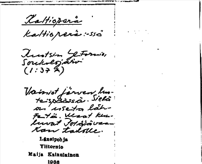 Bild på arkivkortet för arkivposten Kaltioperä