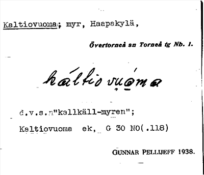 Bild på arkivkortet för arkivposten Kaltiovuoma