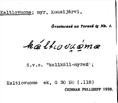 Bild på arkivkortet för arkivposten Kaltiovuoma