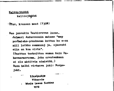 Bild på arkivkortet för arkivposten Kalttojänkkä