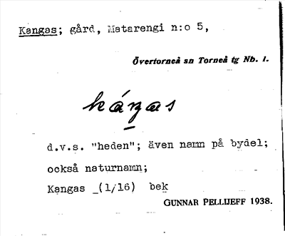 Bild på arkivkortet för arkivposten Kangas