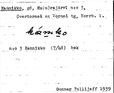 Bild på arkivkortet för arkivposten Kannikko