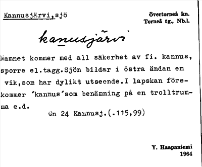 Bild på arkivkortet för arkivposten Kannusjärvi