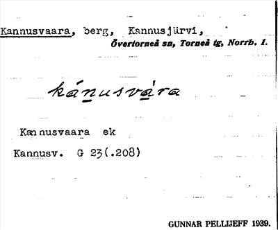 Bild på arkivkortet för arkivposten Kannusvaara