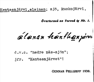 Bild på arkivkortet för arkivposten Kantaanjärvi, alainen