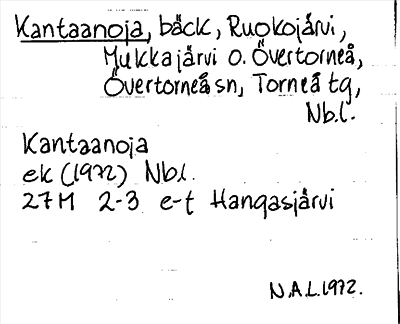 Bild på arkivkortet för arkivposten Kantaanoja
