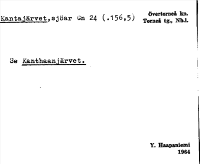 Bild på arkivkortet för arkivposten Kantajärvet, se Kanthaanjärvet