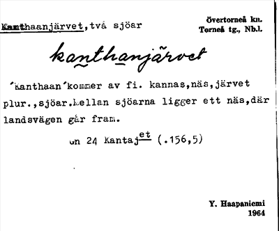 Bild på arkivkortet för arkivposten Kanthaanjärvet