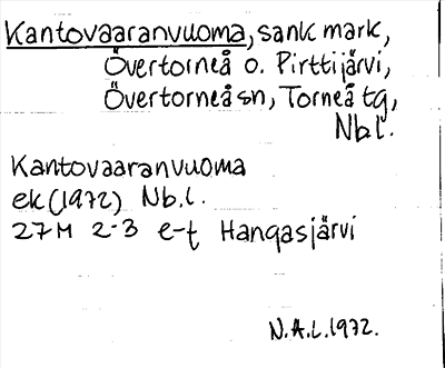 Bild på arkivkortet för arkivposten Kantovaaranvuoma