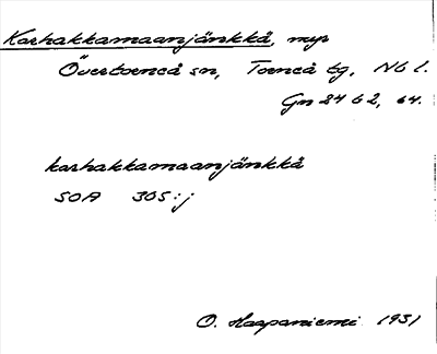 Bild på arkivkortet för arkivposten Karhakkamaanjänkkä