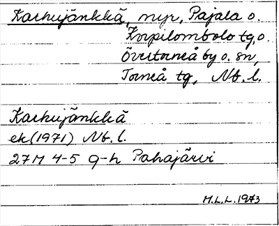 Bild på arkivkortet för arkivposten Karhujänkkä