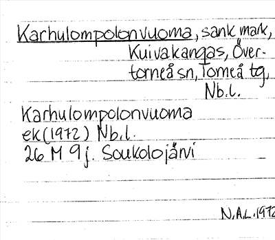 Bild på arkivkortet för arkivposten Karhulompolonvuoma