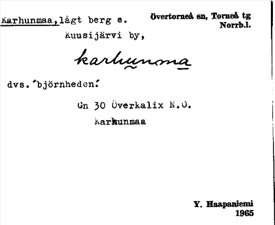 Bild på arkivkortet för arkivposten Karhunmaa