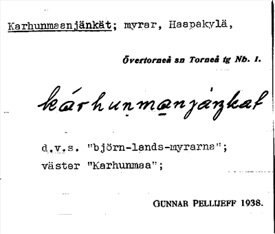 Bild på arkivkortet för arkivposten Karhunmaanjänkät