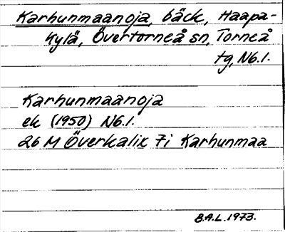 Bild på arkivkortet för arkivposten Karhunmaanoja