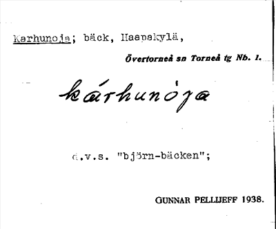 Bild på arkivkortet för arkivposten Karhunoja