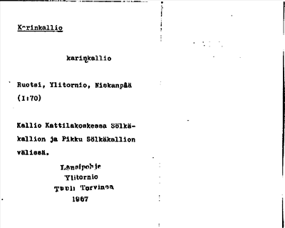 Bild på arkivkortet för arkivposten Karinkallio