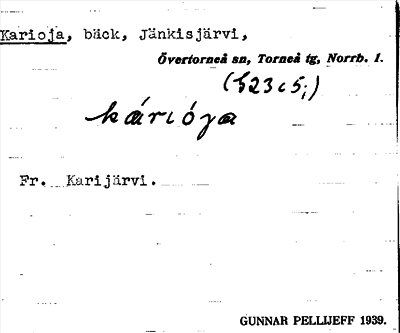 Bild på arkivkortet för arkivposten Karioja