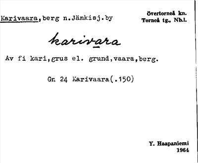 Bild på arkivkortet för arkivposten Karivaara