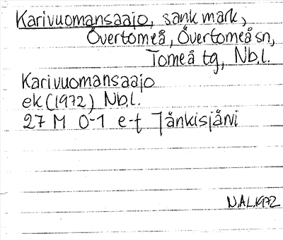 Bild på arkivkortet för arkivposten Karivuomansaajo