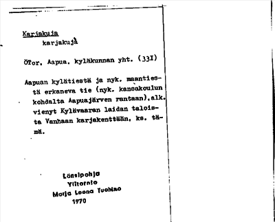 Bild på arkivkortet för arkivposten Karjakuja