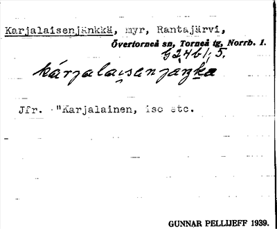 Bild på arkivkortet för arkivposten Karjalaisenjänkkä