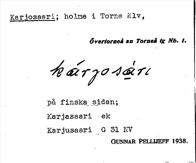 Bild på arkivkortet för arkivposten Karjosaari
