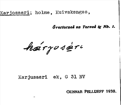 Bild på arkivkortet för arkivposten Karjosaari