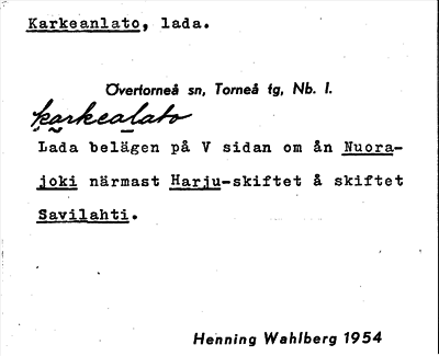 Bild på arkivkortet för arkivposten Karkeanlato