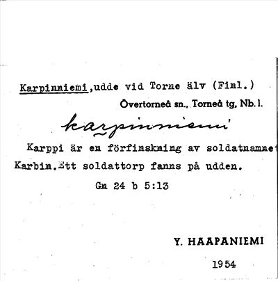 Bild på arkivkortet för arkivposten Karpinniemi