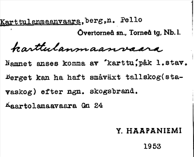 Bild på arkivkortet för arkivposten Karttulanmaanvaara