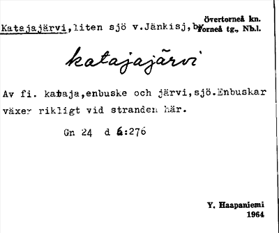 Bild på arkivkortet för arkivposten Katajajärvi