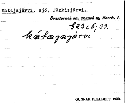 Bild på arkivkortet för arkivposten Katajajärvi