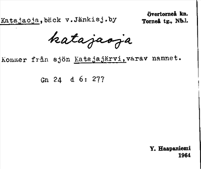 Bild på arkivkortet för arkivposten Katajaoja