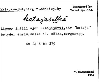 Bild på arkivkortet för arkivposten Katajaselkä