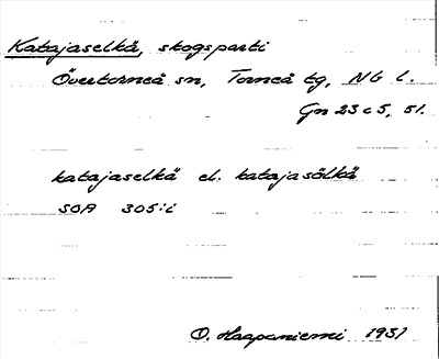 Bild på arkivkortet för arkivposten Katajaselkä