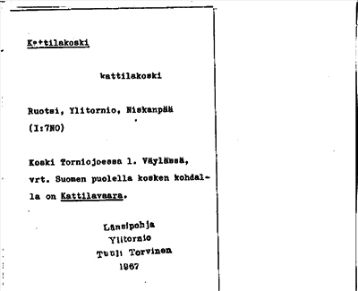 Bild på arkivkortet för arkivposten Kattilakoski