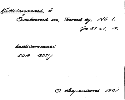 Bild på arkivkortet för arkivposten Kattilansaari