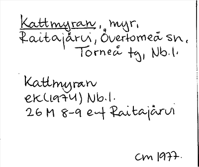 Bild på arkivkortet för arkivposten Kattmyran