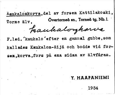 Bild på arkivkortet för arkivposten Kaukalonkorva
