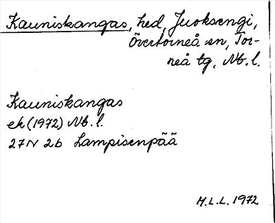 Bild på arkivkortet för arkivposten Kauniskangas