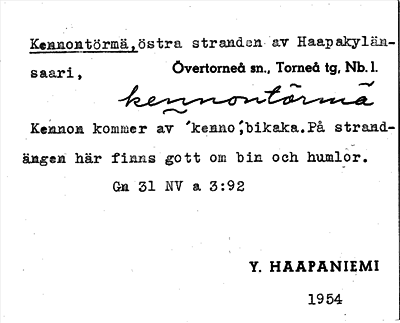 Bild på arkivkortet för arkivposten Kennontörmä