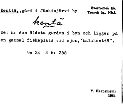 Bild på arkivkortet för arkivposten Kenttä