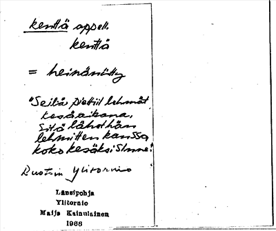 Bild på arkivkortet för arkivposten kenttä