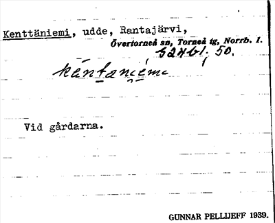 Bild på arkivkortet för arkivposten Kenttäniemi