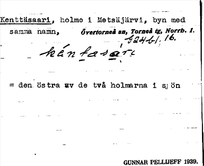 Bild på arkivkortet för arkivposten Kenttäsaari