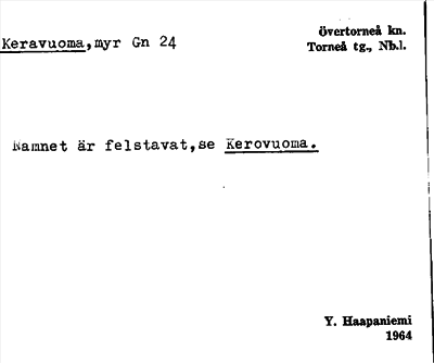 Bild på arkivkortet för arkivposten Keravuoma, se Karovuoma
