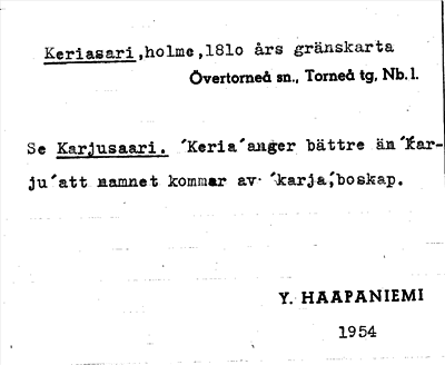 Bild på arkivkortet för arkivposten Keriasari, se Karjusaari