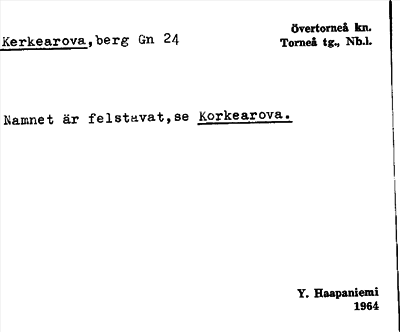 Bild på arkivkortet för arkivposten Kerkearova, se Korkearova