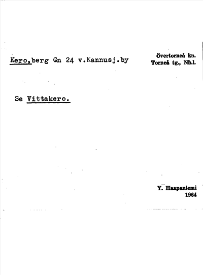 Bild på arkivkortet för arkivposten Kero, se Vittakero